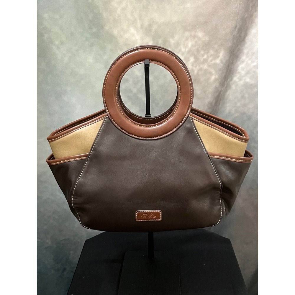 Relic by Fossil Multi-Color Patchwork Handbag Brown Faux Leather Satchel Bag - Picture 2 of 13